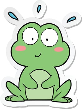 sticker of a cute cartoon frog vector