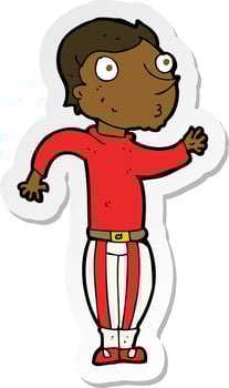 sticker of a cartoon man in loud clothes vector