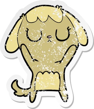 distressed sticker of a cute cartoon dog vector