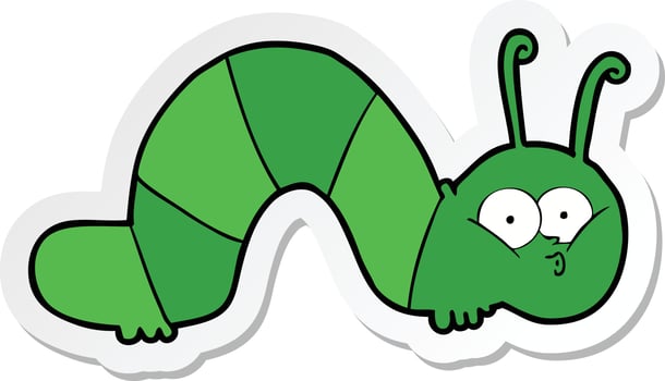 sticker of a cartoon caterpillar vector