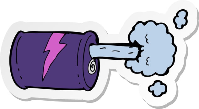 sticker of a cartoon fizzy drink can vector