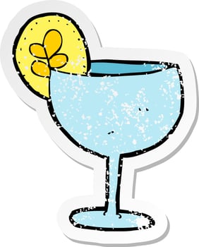 retro distressed sticker of a cartoon cocktail vector