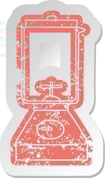 distressed old sticker of a food blender vector