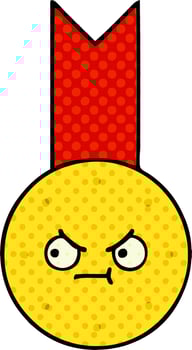comic book style cartoon gold medal vector
