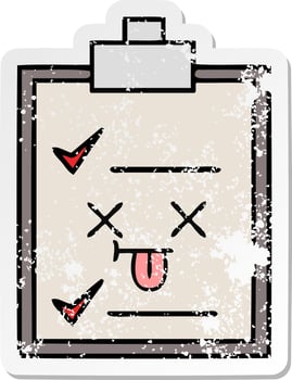 distressed sticker of a cute cartoon check list vector