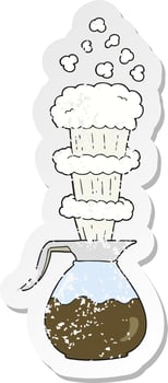 retro distressed sticker of a cartoon extra strong coffee jug vector