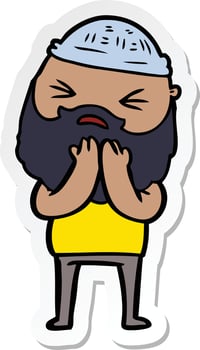 sticker of a cartoon man with beard vector
