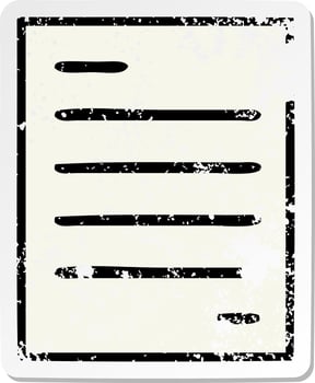 distressed sticker of a cute cartoon sheet of paper vector