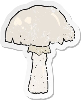 retro distressed sticker of a cartoon mushroom vector