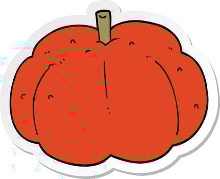 sticker of a cartoon pumpkin vector