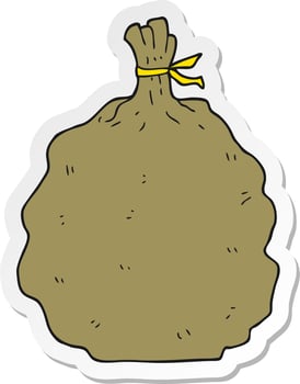 sticker of a cartoon sack vector