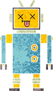 retro illustration style cartoon robot vector