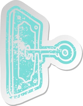 distressed old sticker of a door handle vector