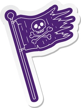 cartoon sticker of a pirates flag vector
