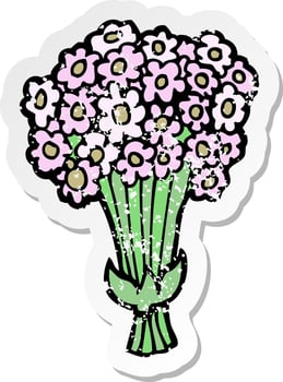 retro distressed sticker of a cartoon flowers vector