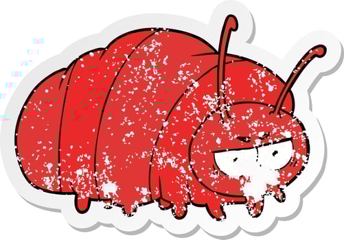 distressed sticker of a cartoon bug vector