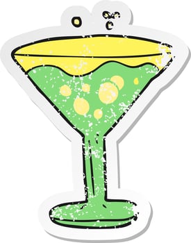 retro distressed sticker of a cartoon cocktail vector
