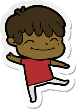 sticker of a happy cartoon boy vector