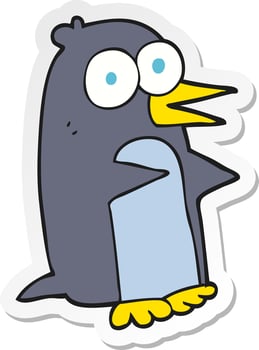 sticker of a cartoon penguin vector
