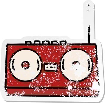 distressed sticker of a cute cartoon stereo vector