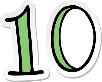 sticker of a cartoon number 10 vector