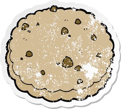 distressed sticker of a cartoon biscuit vector