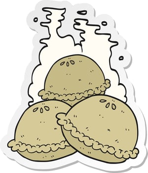 sticker of a cartoon hot pies vector