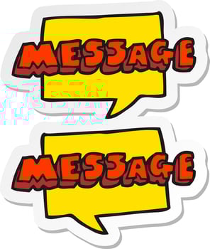 sticker of a cartoon message texts vector