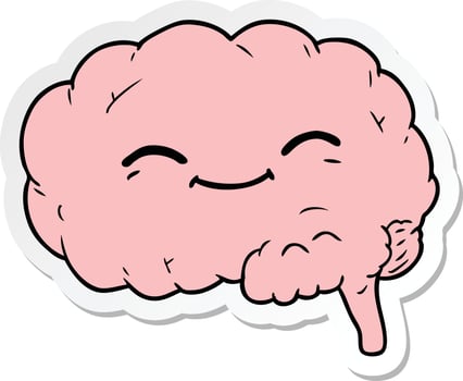 sticker of a cartoon brain vector