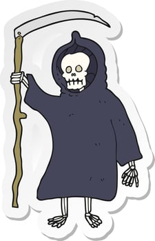 sticker of a cartoon spooky death figure vector