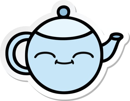 sticker of a cute cartoon happy teapot vector