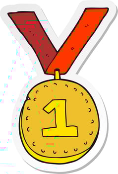 sticker of a cartoon first place medal vector