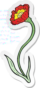 sticker of a cartoon flower vector