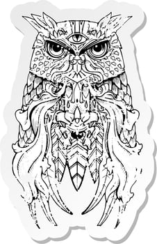 retro distressed sticker of a owl tattoo vector