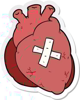 sticker of a cartoon heart vector