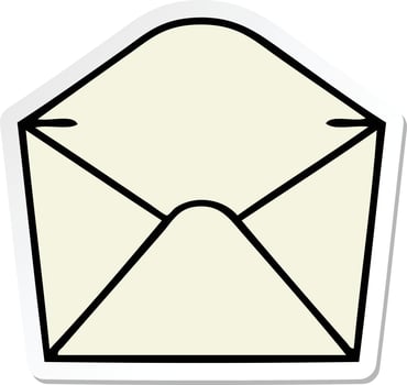 sticker of a quirky hand drawn cartoon envelope vector