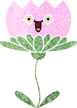 retro illustration style cartoon flower vector