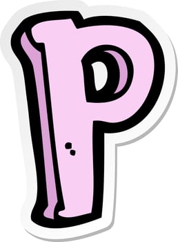 sticker of a cartoon letter P vector
