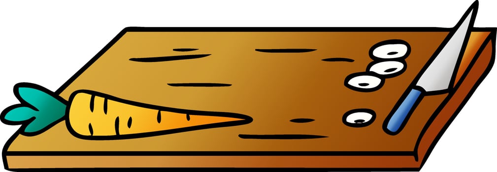 gradient cartoon doodle of vegetable chopping board vector