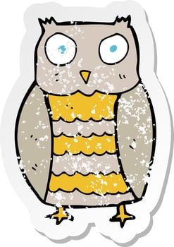 retro distressed sticker of a cartoon owl vector