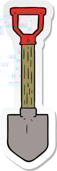 sticker of a cartoon shovel vector