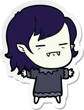 sticker of a cartoon undead vampire girl vector