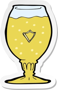 sticker of a cartoon beer vector