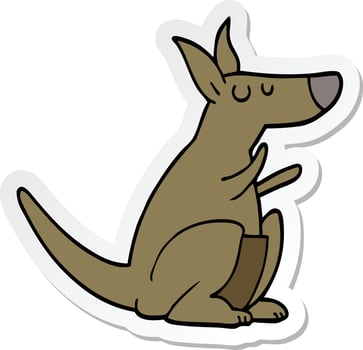 sticker of a cartoon kangaroo vector