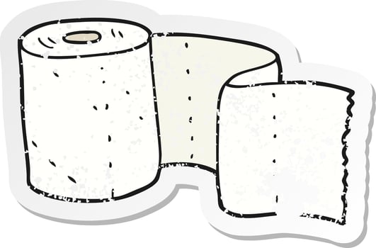 retro distressed sticker of a cartoon toilet roll vector