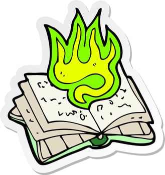 sticker of a cartoon magic spell book vector