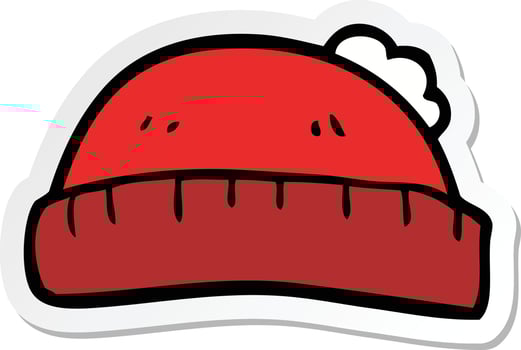 sticker of a cartoon woolly hat vector