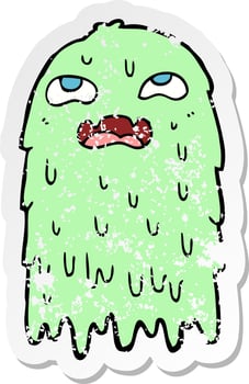 retro distressed sticker of a gross cartoon ghost vector