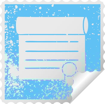 distressed square peeling sticker symbol certificate vector