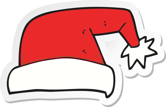 sticker of a cartoon christmas hat vector